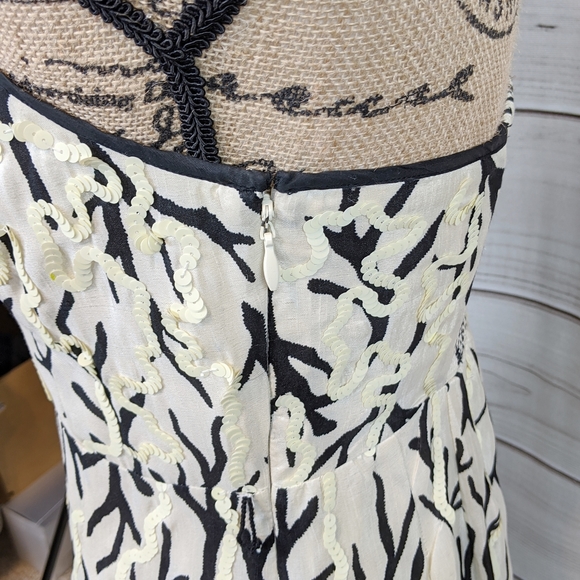 ANTHRO MOULINETTE SOEURS Sequin Cream/Black Dress - Picture 7 of 15